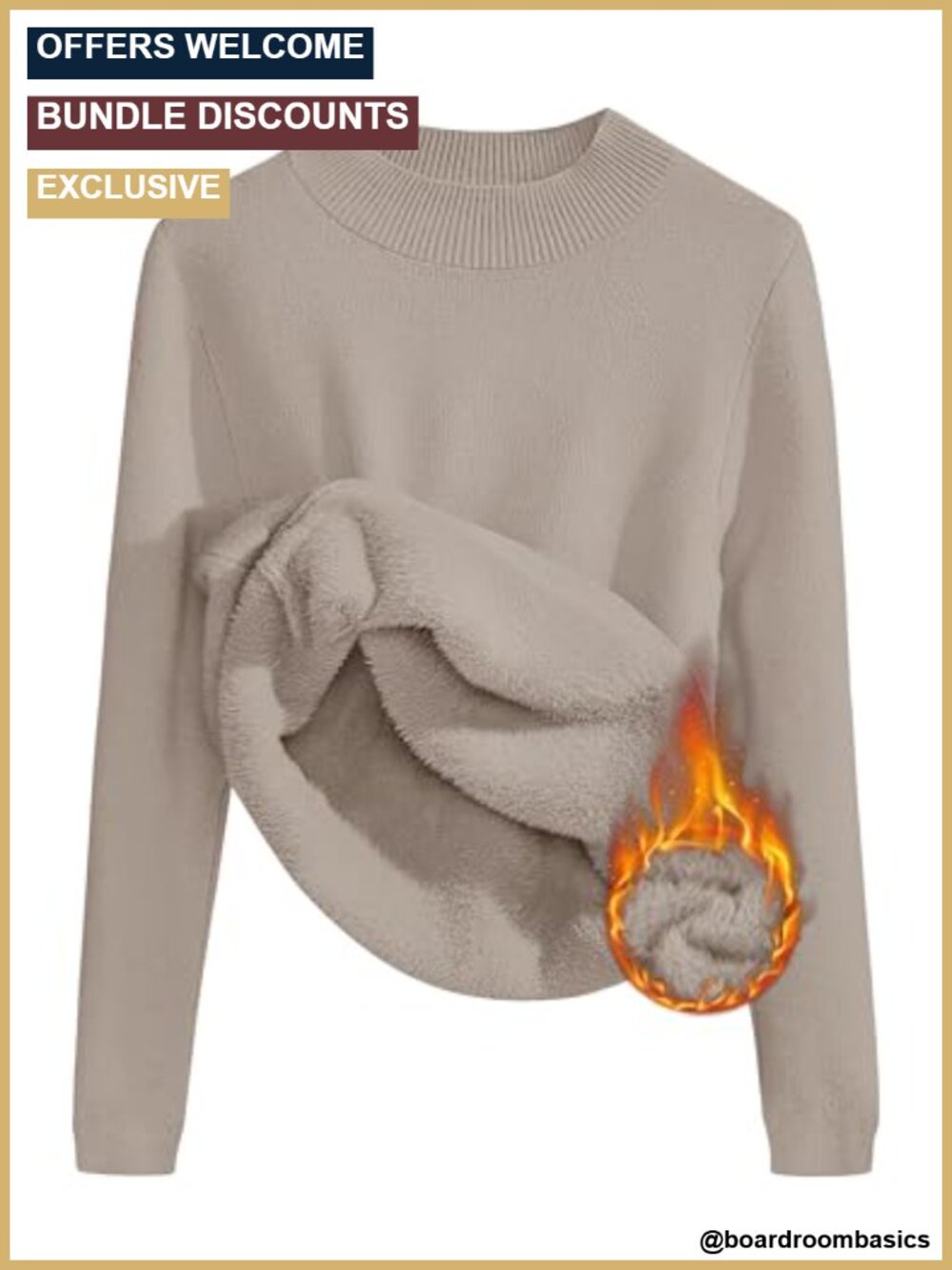 Women's Fleece Sherpa Lined Pullover Sweater Mock Neck Thermal Long Sleeve